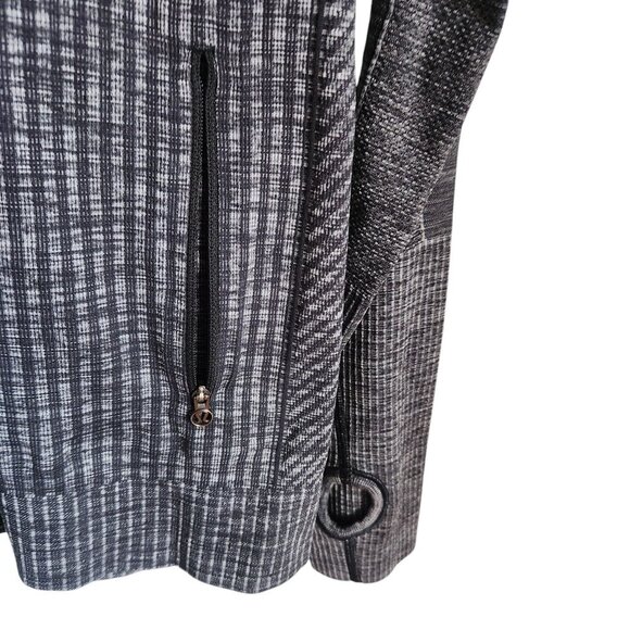 Lululemon Shirt Gray Grey 8 Women's Rest Less Hoodie Striped Pattern Pockets Run - Picture 4 of 9